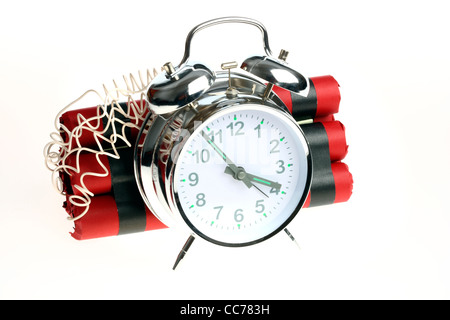 Symbol picture, time bomb. Bomb, explosive charge, crime, terrorism. Released by an alarm clock, timer. Stock Photo