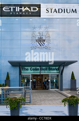 Manchester City football club's Etihad stadium in England, formerly known as Eastlands Stock Photo