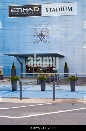 Manchester City football club's Etihad stadium in England, formerly known as Eastlands Stock Photo