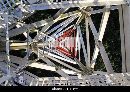 The view looking down from an abandoned radio tower in the Peruvian Amazon Stock Photo