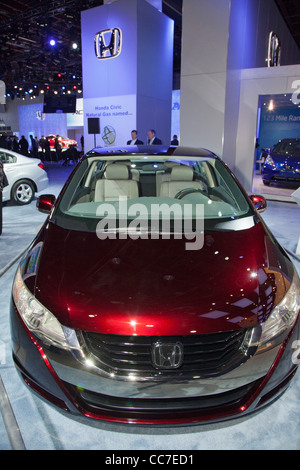 Detroit, Michigan - The Honda FCX Clarity hydrogen fuel cell vehicle on display at the North American International Auto Show. Stock Photo