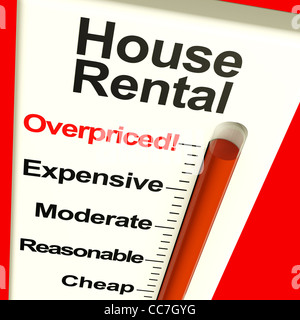 House Rental Overpriced Monitor Showing Expensive Housing Cost Stock Photo