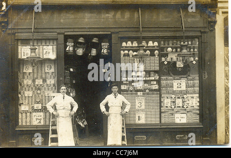 Photographic postcard for Davis Brothers grocery  & ironmonger Stock Photo