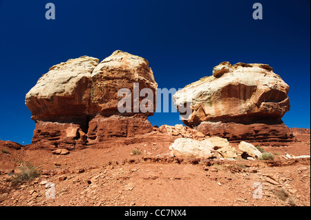 Twin Rocks, Capitol Reef National Park, Utah, USA Stock Photo