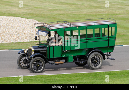 1921 Ford Model TT 13 seater bus during the Ford parade at the 2011 Goodwood Revival, Sussex, UK. Stock Photo