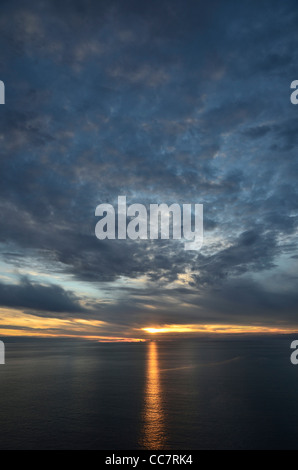 Sunset over Bass Strait, West Head, Tasmania, Australia Stock Photo