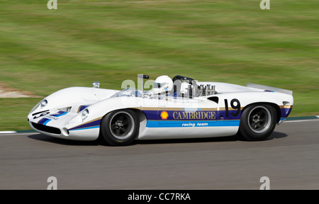1966 Lola-Chevrolet T70 Spyder with driver Gary Pearson during the Whitsun Trophy race at the 2011 Goodwood Revival, Sussex, UK. Stock Photo