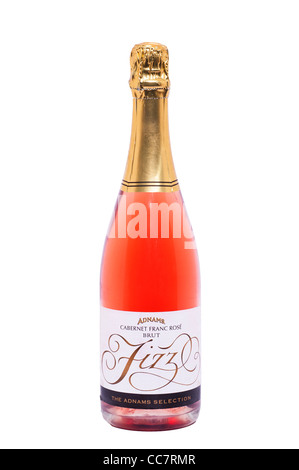 A bottle of Adnams cabernet franc rose fizzy wine on a white background