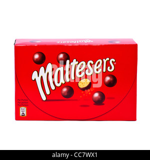 A box of chocolate Maltesers on a white background Stock Photo