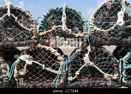 Lobster/crab traps on the harbor side at St. Michaels Mount. Stock Photo