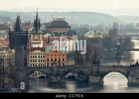 View across Charles Bridge, Prague, Czech Republic Stock Photo