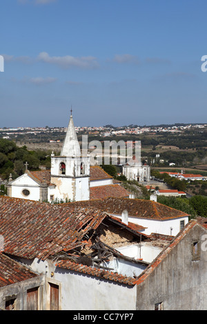 Rooftops in Obidos, Estremadura, Portugal. Stock Photo