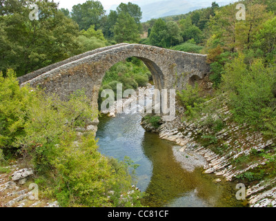 Medieval bridge, Ponte Medievale, on Calore River near Felitto in Cilento National Park, province of Salerno, Campania, Italy Stock Photo