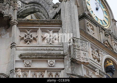 Detail of Sculpture work on Chichester city Market Cross. Stock Photo