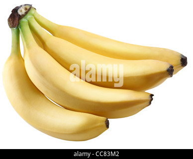 Bananas isolated on white background. File contains the path to cut. Stock Photo