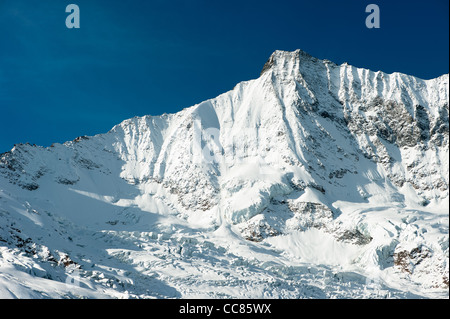 Taeschorn mountain peak in Winter, Saas Fee, Wallis, Switzerland Stock Photo