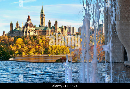 The Canadian parliament in Ottawa Canada during autumn. Stock Photo