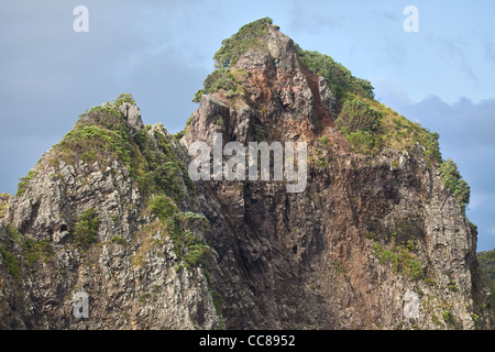 black sand, cliffs and wild terrain karekare kare kare beach Waitakere Ranges national park Auckland North island New Zealand Stock Photo