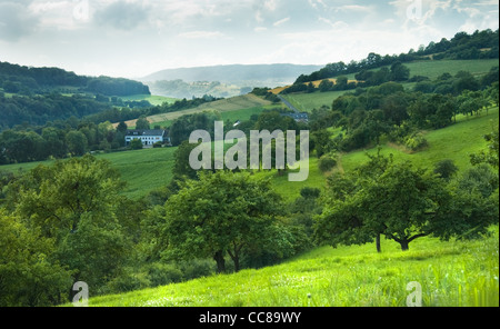 Landscape view on the green hills of Luxembourg, Europe in summer Stock Photo