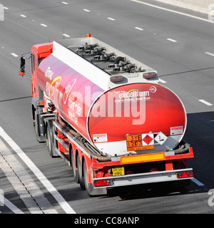 Hazchem Hazardous Chemicals Dangerous Goods sign on rear of Total tanker lorry Stock Photo