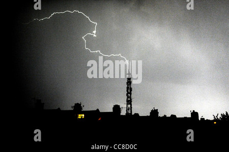 Digital switchover as lightning strikes a television transmitter in Brighton Sussex UK 2008 Stock Photo
