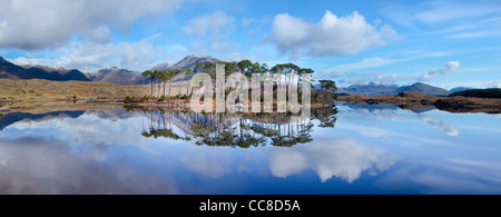 Winter reflection of the Twelve Bens in Derryclare Lough, Connemara, County Galway, Ireland. Stock Photo