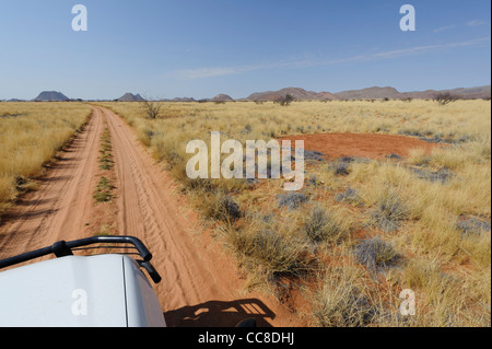 A 'fairy circle'  seen from above in Marienfluss. Kaokoland, Kunene Region. Namibia Stock Photo