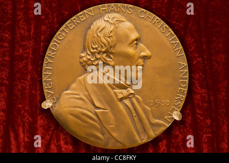 Portrait medal of the Danish fairytale writer Hans Christian Andersen Stock Photo