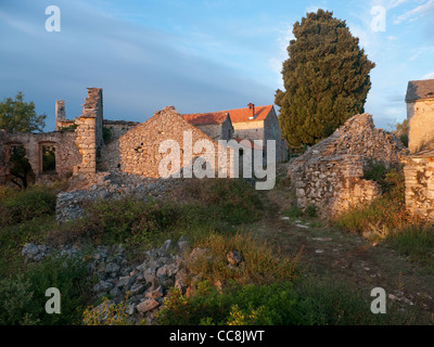 Partly Restored House in Abandoned Village of Humac on Island of Hvar Croatia Stock Photo