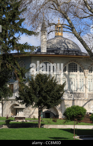 Garden of the Topkapi Palace Istanbul Pavilion with dome and minaret tower