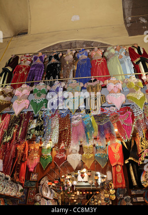 Belly dancing costumes in the Spice Bazaar Market stall Istanbul Turkey Stock Photo