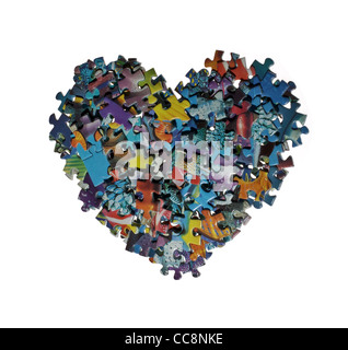 heart made from the puzzle , isolated Stock Photo