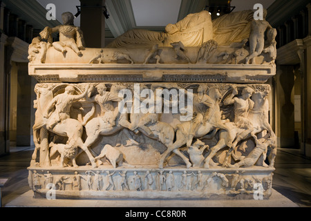 Sarcophagus of Sidamara in the Archeology Museum in Istanbul, Turkey Stock Photo