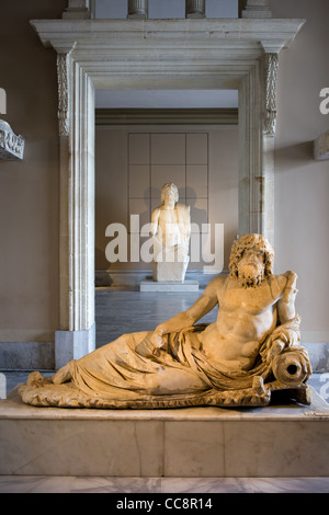 Oceanus of Ephesus, 2nd century AD marble sculpture and Zeus of Gaza monument in the background in Istanbul, Turkey. Stock Photo