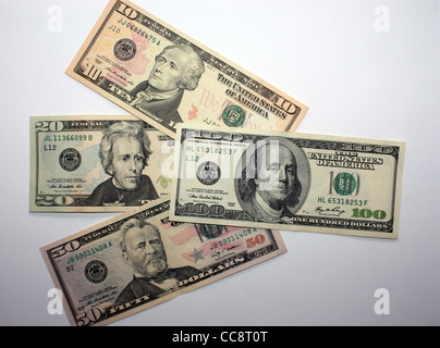 U.S currency Dollars bill arranged in order Stock Photo