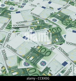 Euro 100 banknotes forming a background Stock Photo