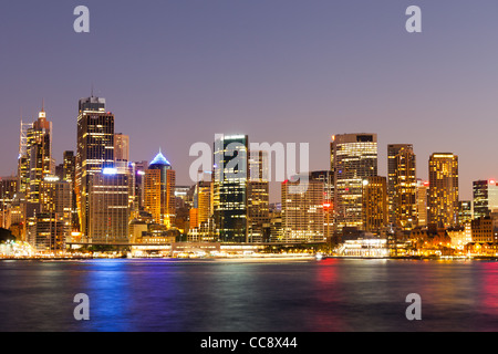 Sydney city skyline from Kirribilli  at night Stock Photo