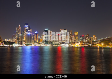 Sydney city skyline from Kirribilli  at night Stock Photo