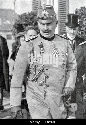 The photo shows Kaiser Wilhelm (William) II of Germany, who was the grandson of Queen Victoria of England, during World War I. Stock Photo