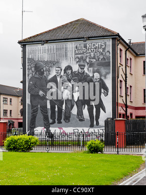 A mural in Derry depicting some of the events 'Troubles' in Northern Ireland Stock Photo