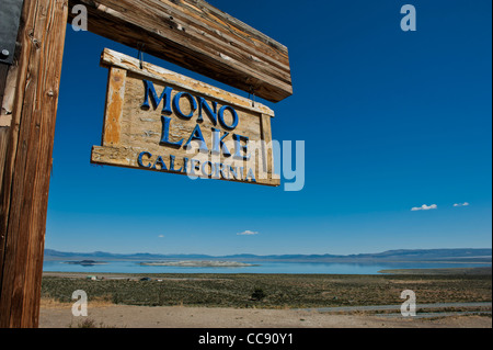 Mono Lake wooden sign California. USA