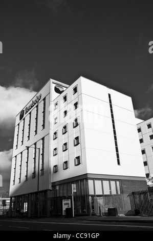 The new Travelodge hotel built on the site of the former Boddington's Brewery in Manchester. Construction completed in 2012. Stock Photo