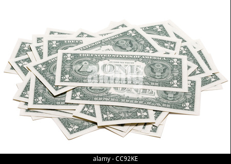 one dollar bills isolated Stock Photo