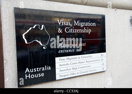 australia house home to the high commission of australia sign for visa migration and citizenship London England UK Stock Photo