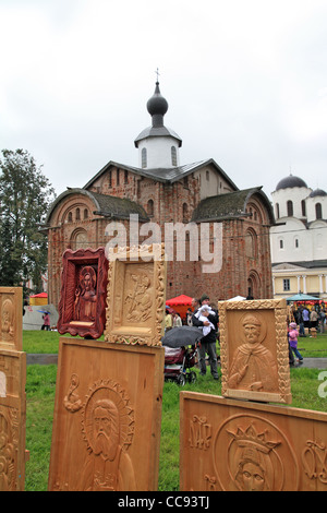 wooden icon in street gallery Stock Photo