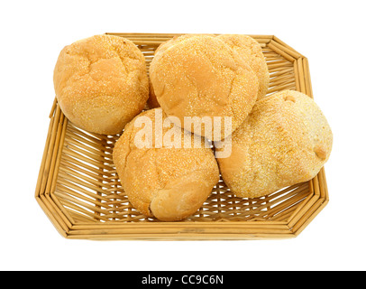 Basket of small French rolls Stock Photo