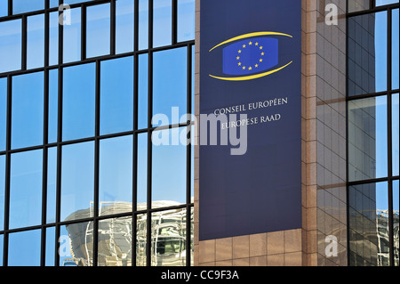 Logo on the Justus Lipsius building, headquarters of the Council of the European Union, Brussels, Belgium Stock Photo