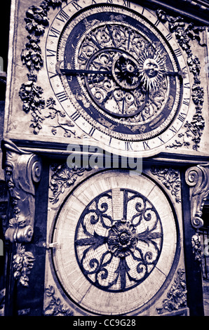 The astronomical clock in Saint Jean Cathedral, old town Vieux Lyon, France (UNESCO World Heritage Site) Stock Photo