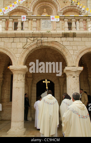 Israel, Lower Galilee, the feast of the Miracle of the Wine at the Franciscan Wedding Church in Kafr Cana Stock Photo