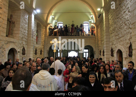 Israel, Lower Galilee, the feast of the Miracle of the Wine at the Franciscan Wedding Church in Kafr Cana Stock Photo